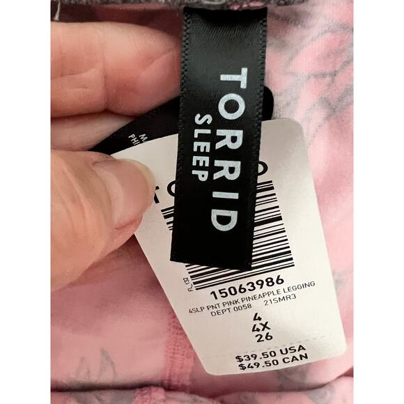 Torrid Sleep NEW ssize 4 pants pink/gray pull-on pineapple skulls lounge wear - Picture 6 of 8